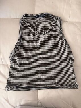Brandy Melville Black & White Striped Ribbed Tank